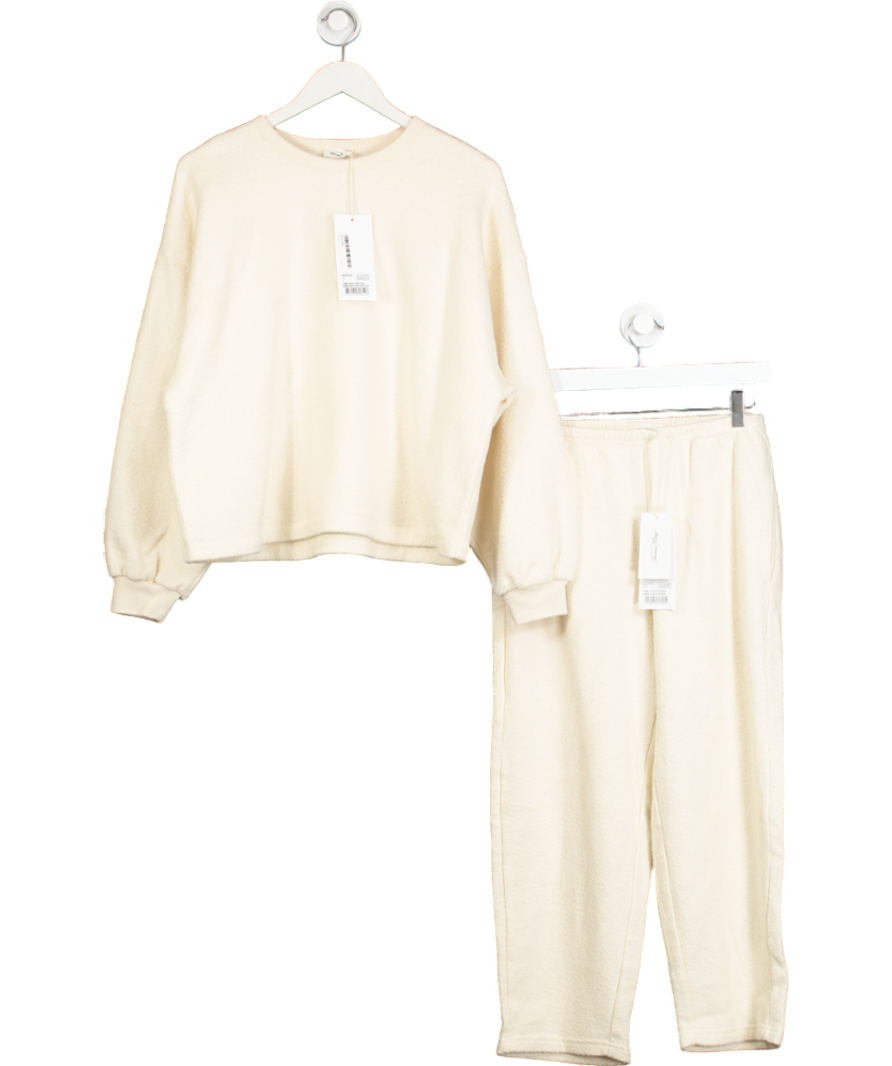 American Vintage Cream Boucle 2-piece Bobypark Organic Cotton Sweatshirt With Crew Neck And Joggers UK XS/S