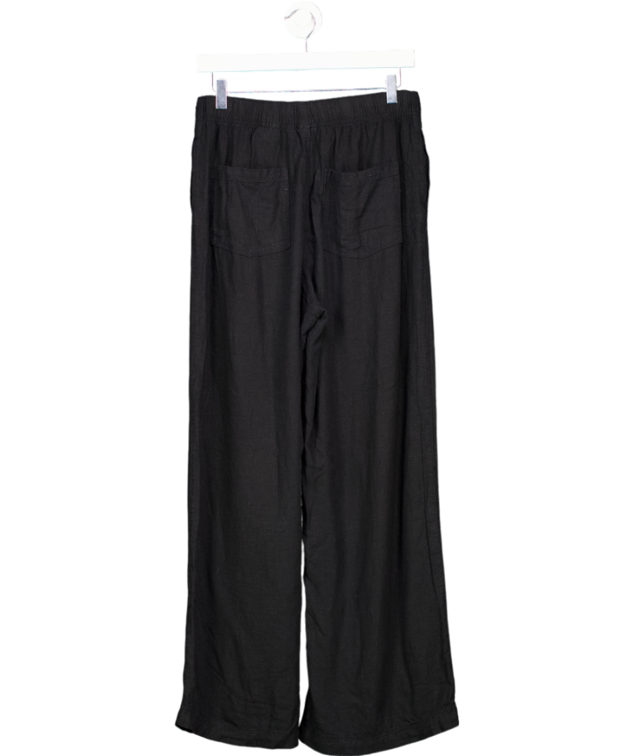 H&M Black Wide Leg Linen Blend Trousers UK S