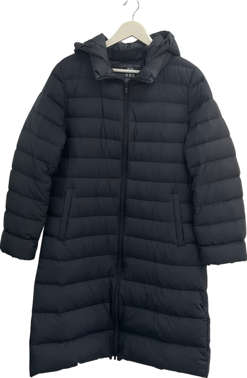 Uniqlo Black Seamless Down Long Coat UK L