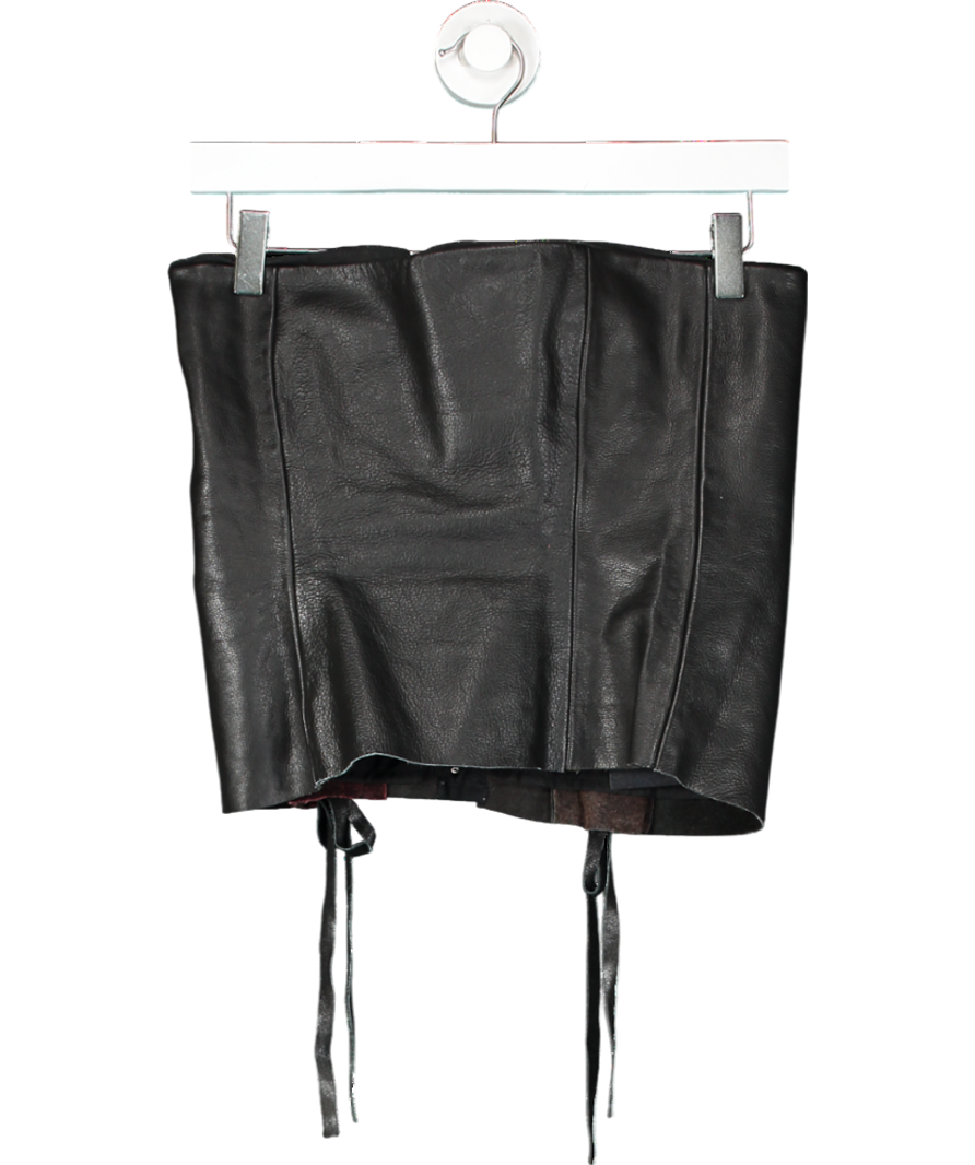 HODAKOVA Black Leather Lace Up Corset UK S