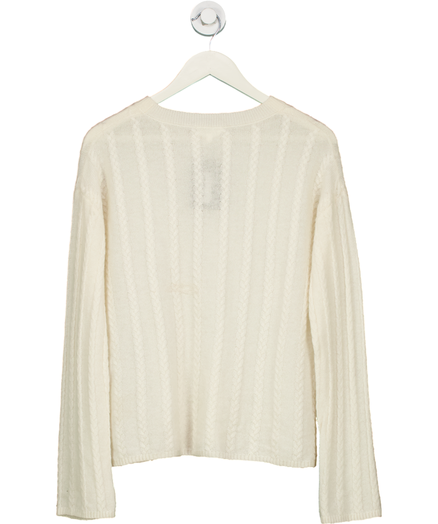 LilySilk Cream Semi Sheer Cable Knit Sweater UK S