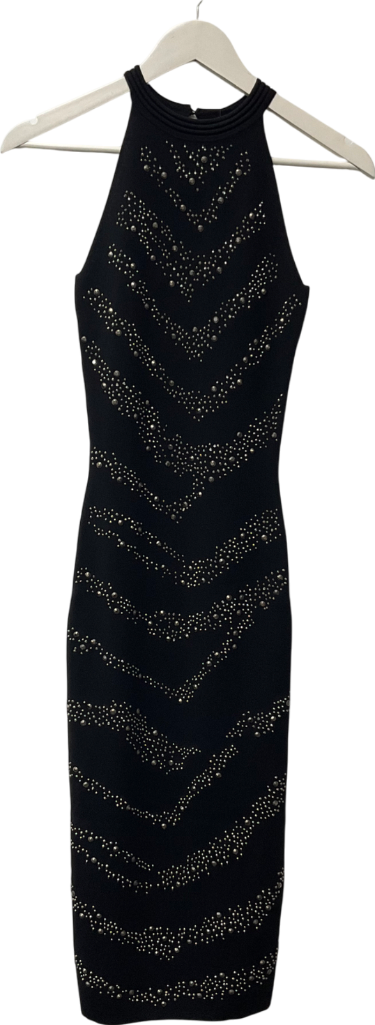 lipsy london Lipsy Black Embellished Halter Midi Dress UK 8