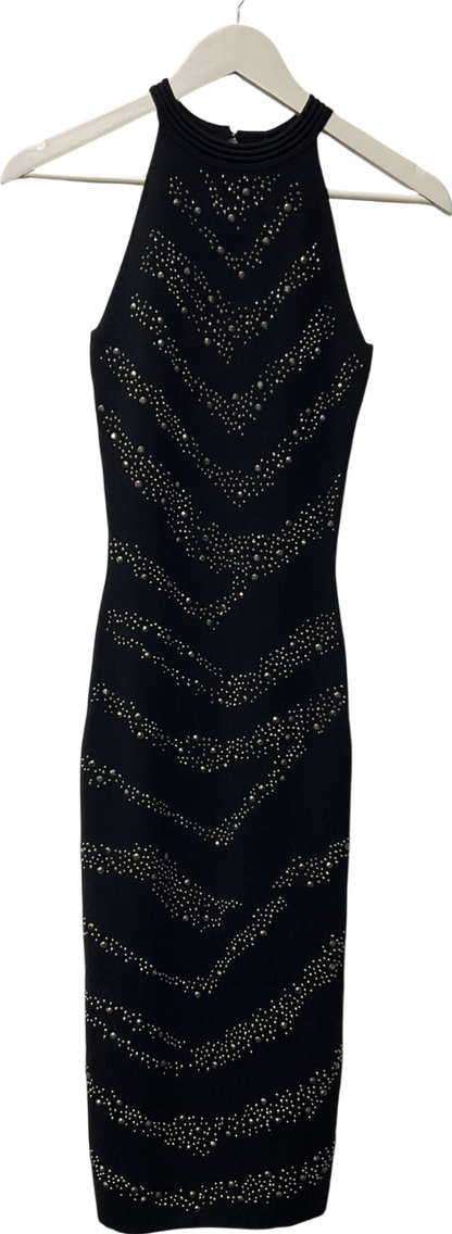 lipsy london Lipsy Black Embellished Halter Midi Dress UK 8