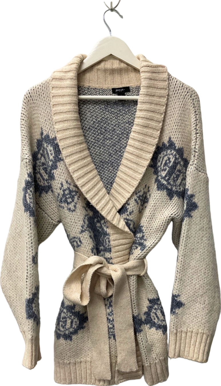 Nasty Gal Beige Patterned Knit Cardigan UK M