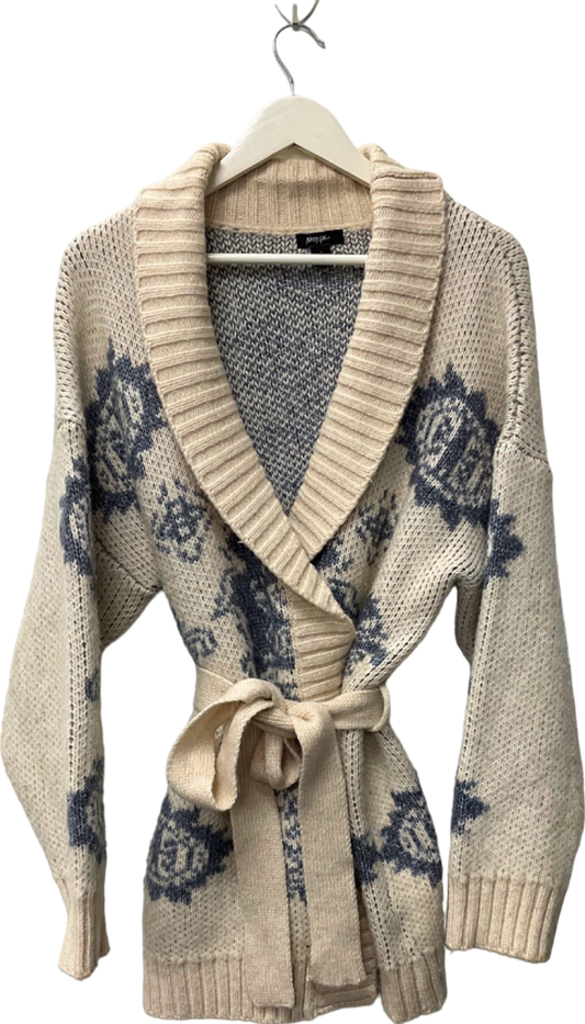 Nasty Gal Beige Patterned Knit Cardigan UK M