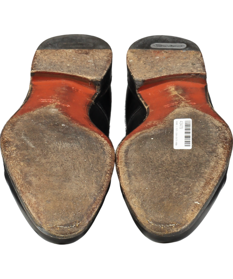 Santoni Black Leather Double Buckle Shoe UK 10.5 EU 44.5 👞