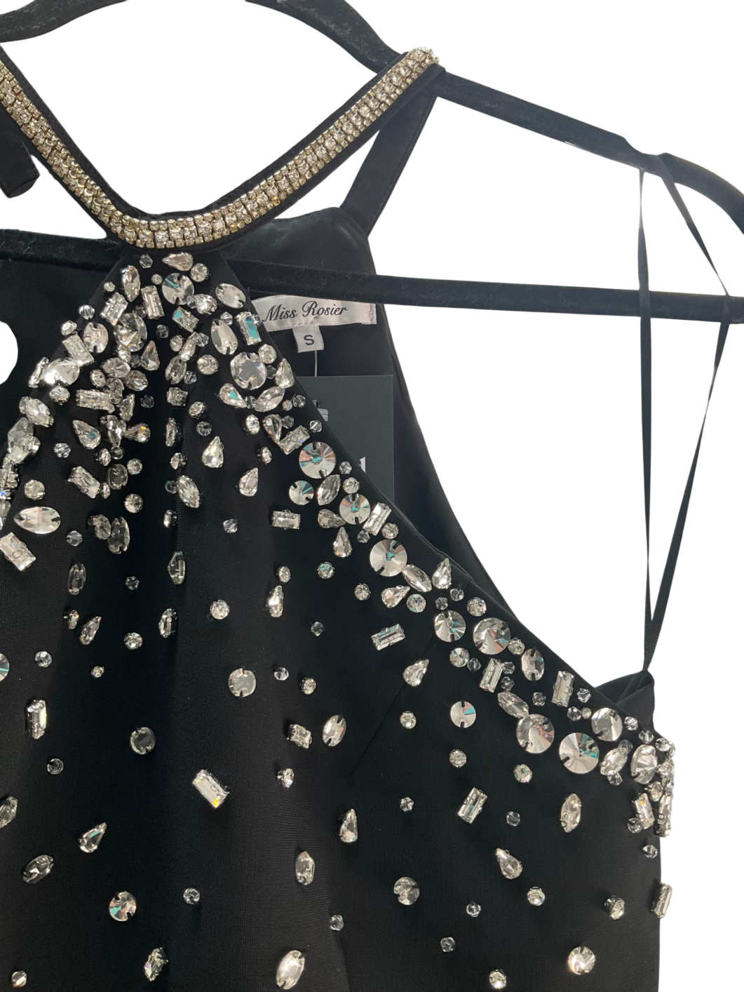 miss rosier Xanthea Black Embellished Mini Dress UK S
