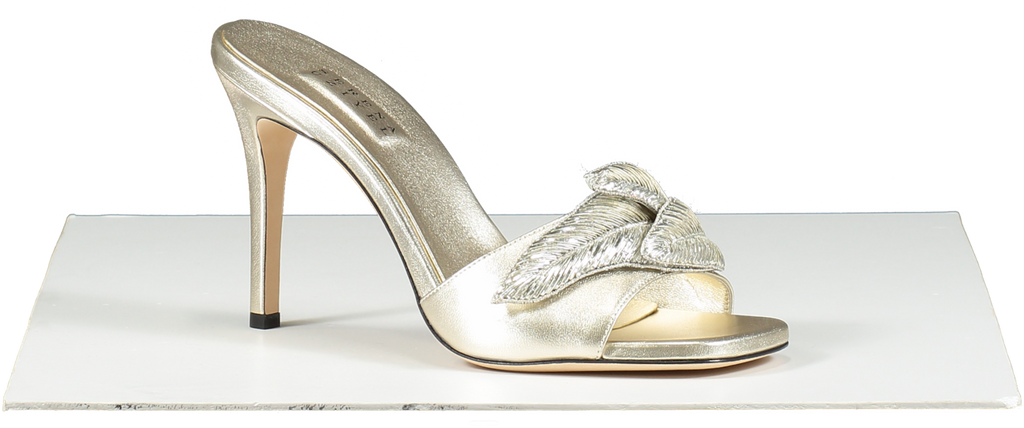 Serena Uziyel Metallic Gold Leaf Detail Mules UK 6 EU 39 👠