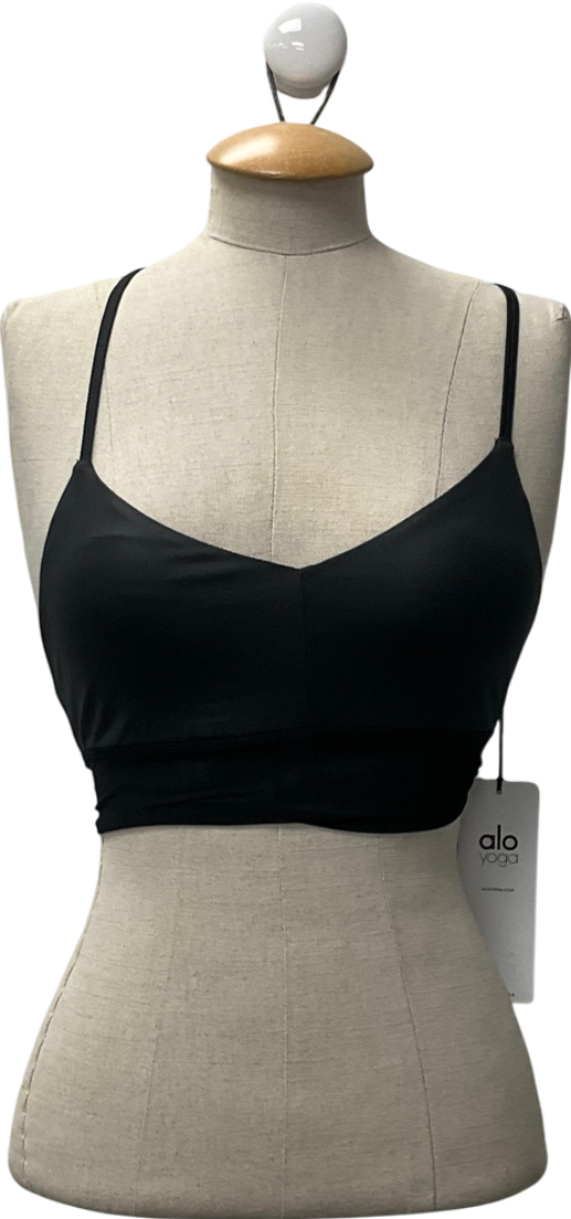 alo yoga Glossy Black Sports Bra UK XS