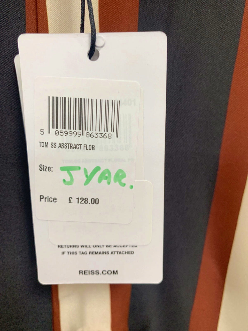 Reiss Brown/Cream Abstract Floral Print Short Sleeve Shirt UK S