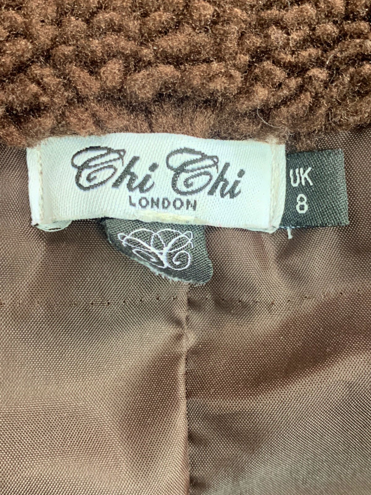 Chi Chi London Brown Teddy Coat UK 8