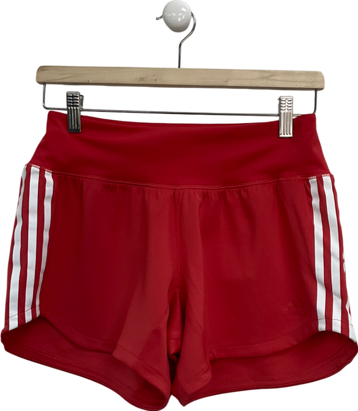 adidas Red Triple Stripe Running Shorts UK S