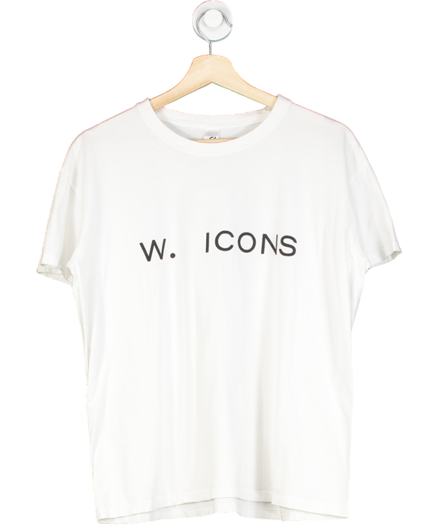 W. Icons White Printed T-shirt UK L
