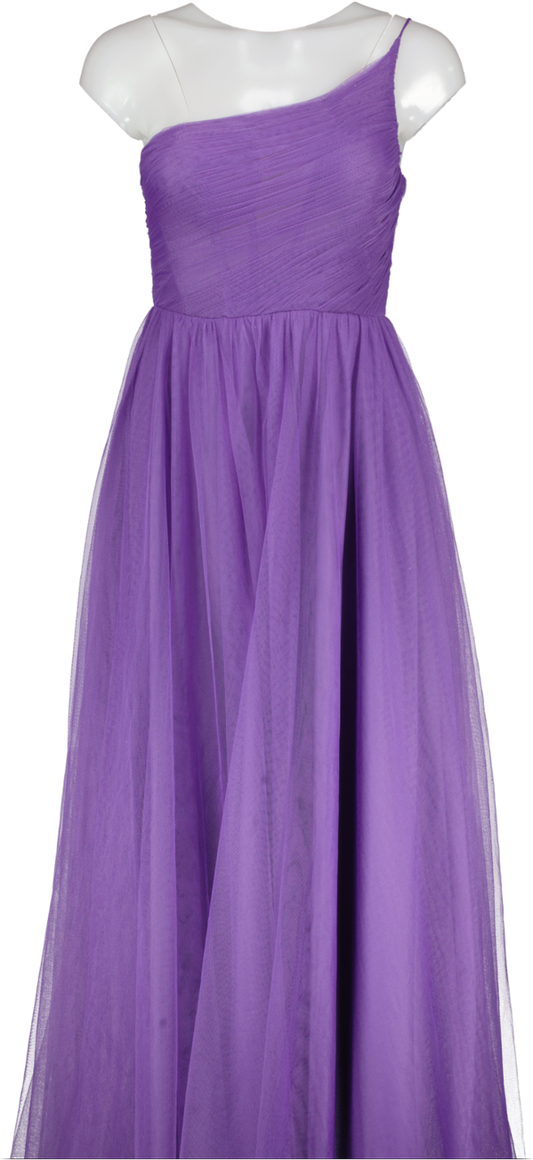 JJ 's House Purple One Shoulder Tulle Maxi Dress UK 8