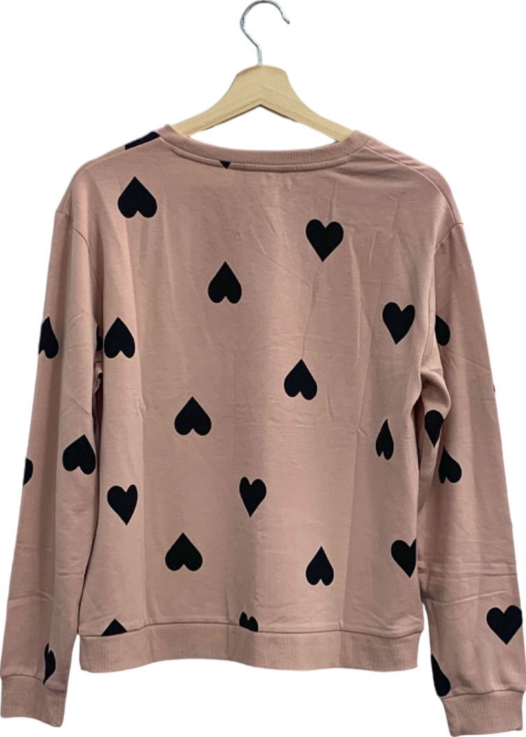 New Look Pink Heart Print Sweatshirt UK Size 12