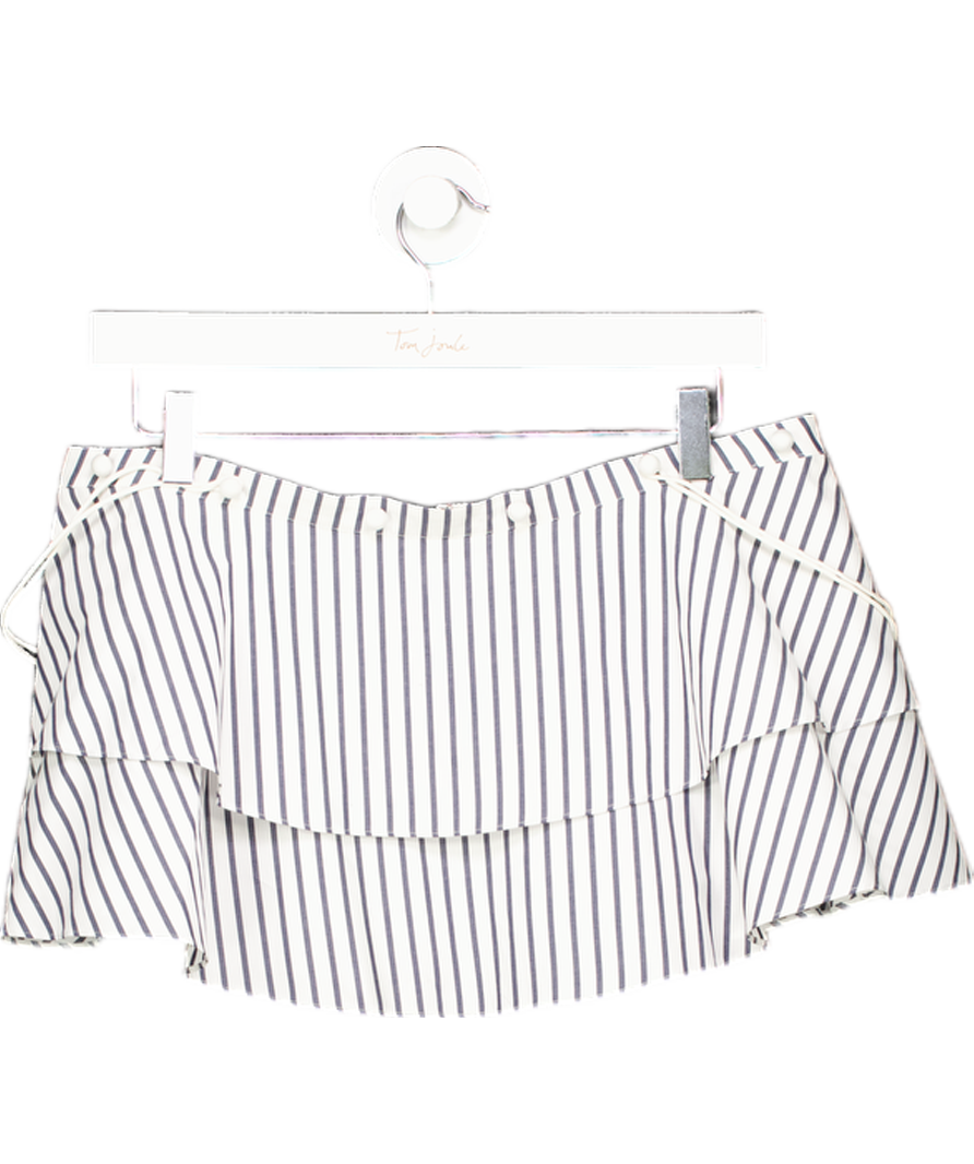 Prose & Poetry White Blue Striped Skirt UK S