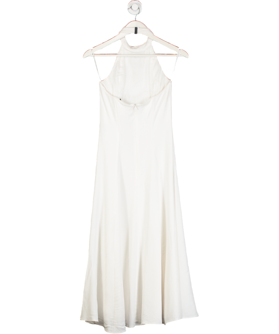 Karen Millen White Halter Neck Pleated Maxi Dress UK 8
