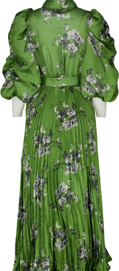 byTiMo Plisse Maxi Dress | Floral/Green | Size XS
