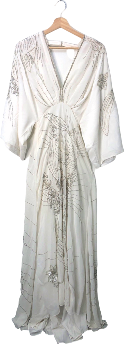 Karen Millen Ivory Petite Rupe Applique Woven Maxi Dress UK 4