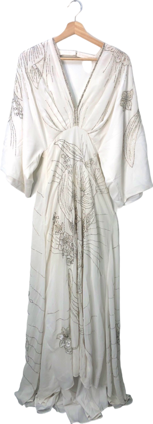 Karen Millen Ivory Petite Rupe Applique Woven Maxi Dress UK 4
