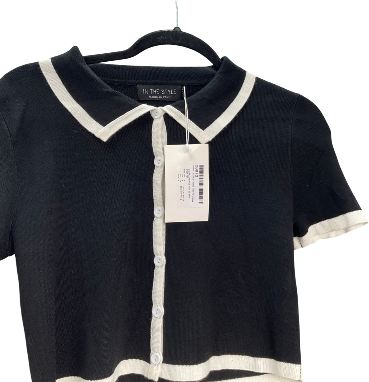 In The Style Black Contrasting Piping Knit Top UK 8