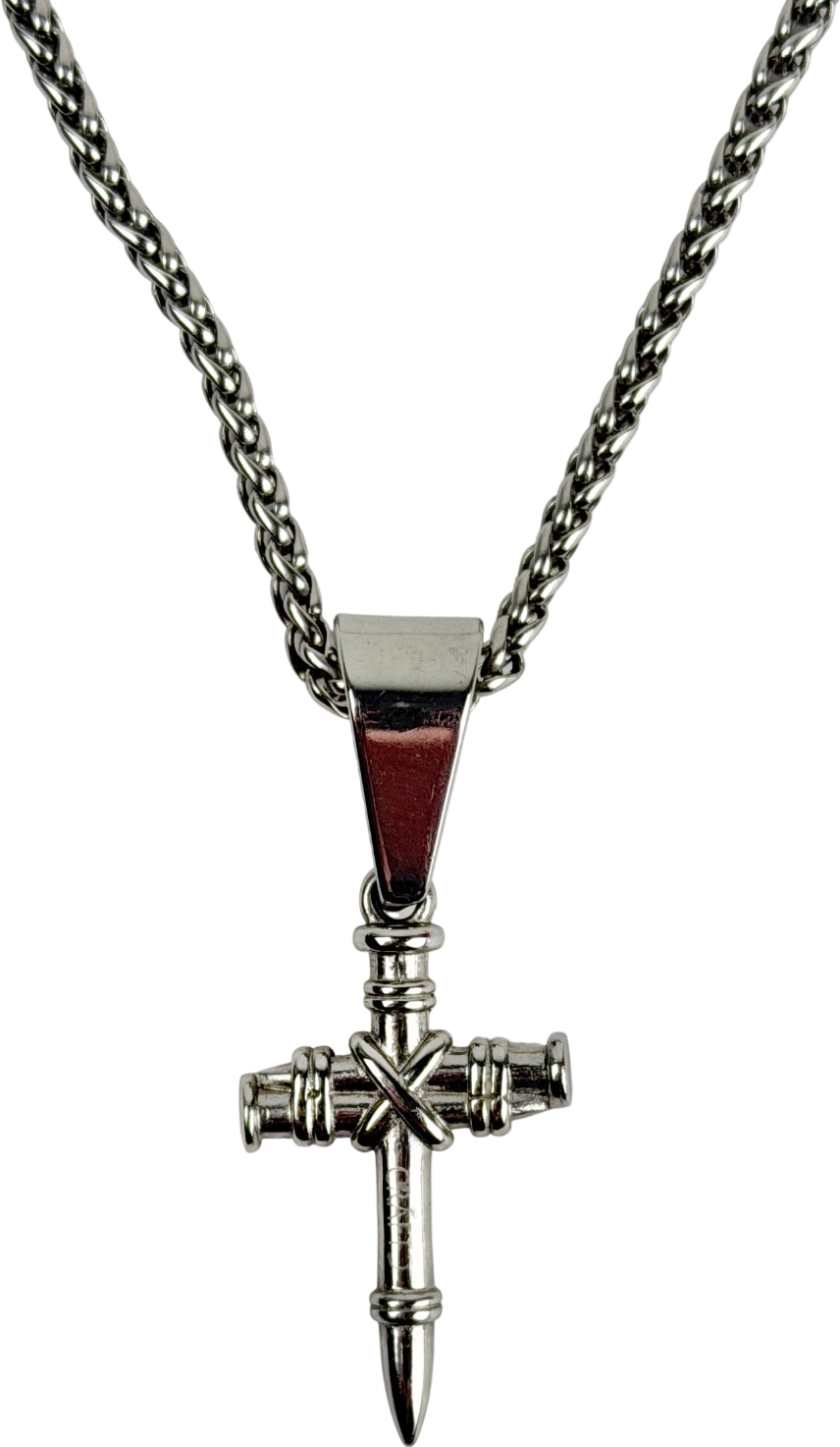 CRAFTD LONDON Stainless Steel Crucifix Pendant & Rope Chain