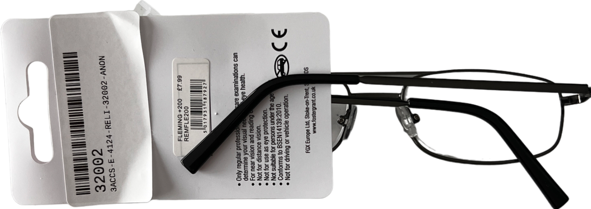 essentials Fleming Lenses Reading Glasses Black +2