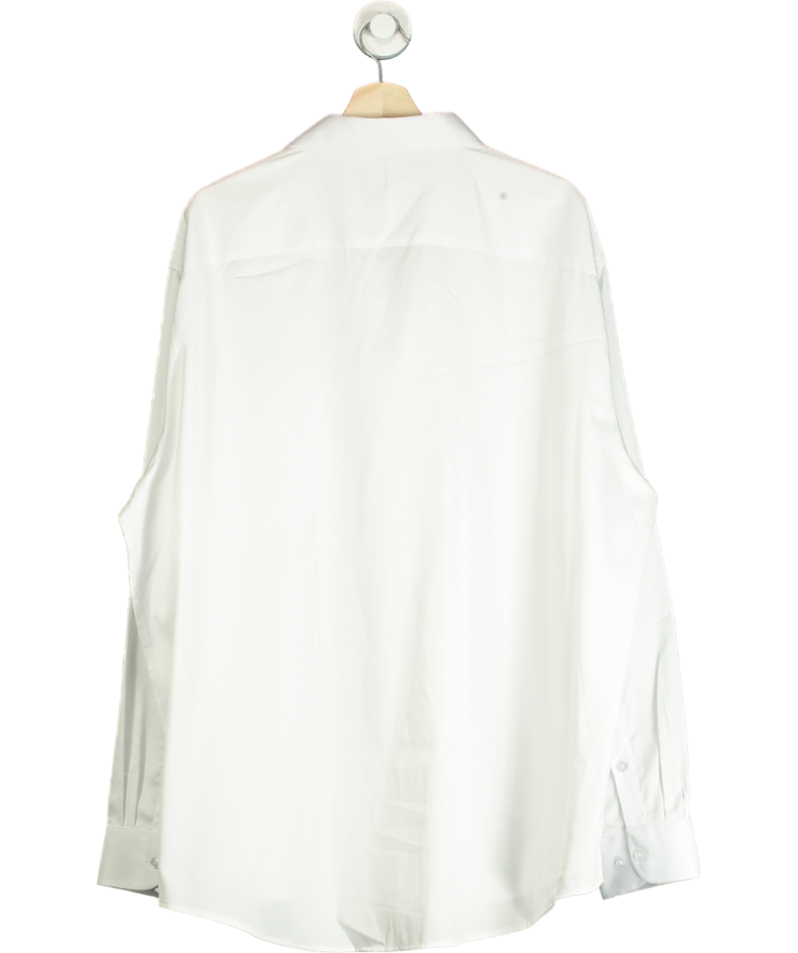 J.VER White Stretch Plain Business Casual Long Sleeve Formal Shirt UK XXXL