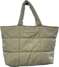Another Version Beige Large Quilted Logo Tote Bag With Zip One Size
