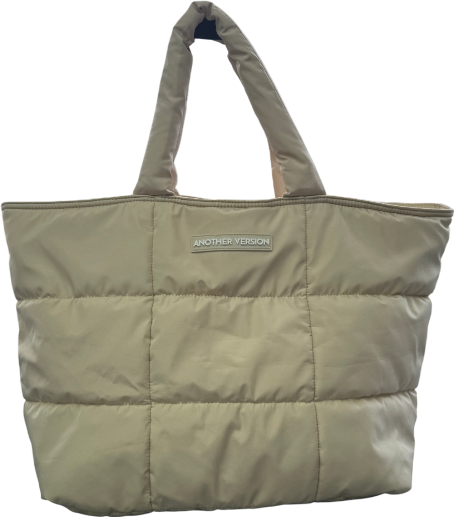 Another Version Beige Large Quilted Logo Tote Bag With Zip One Size