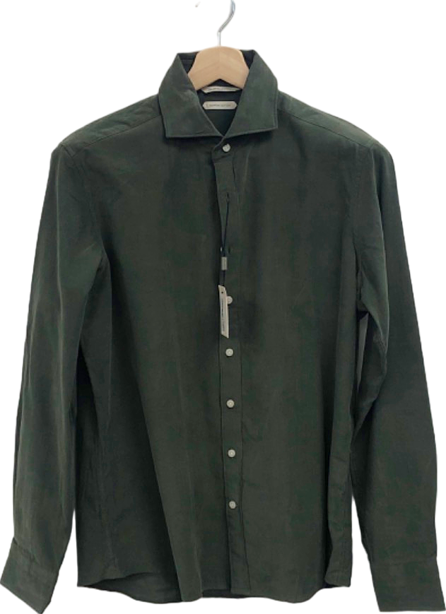 Suitsupply Green Fine Cord Slim Fit Shirt UK 15.5' Neck