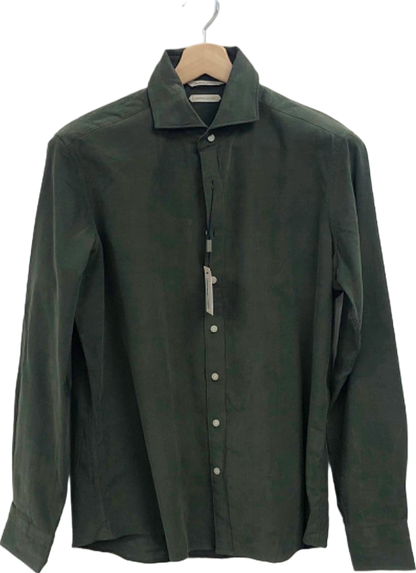 Suitsupply Green Fine Cord Slim Fit Shirt UK 15.5' Neck