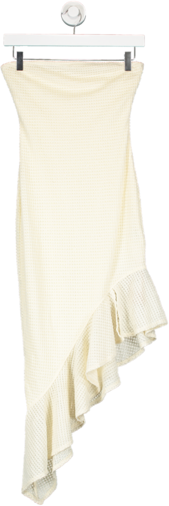 SHEIN Cream Strapless Ruffle Dress UK XS