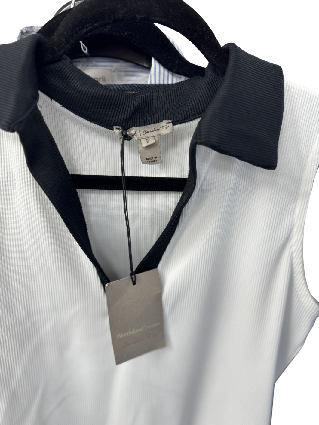 River Island White White/ Black Contrast Collar Bodysuit UK 10