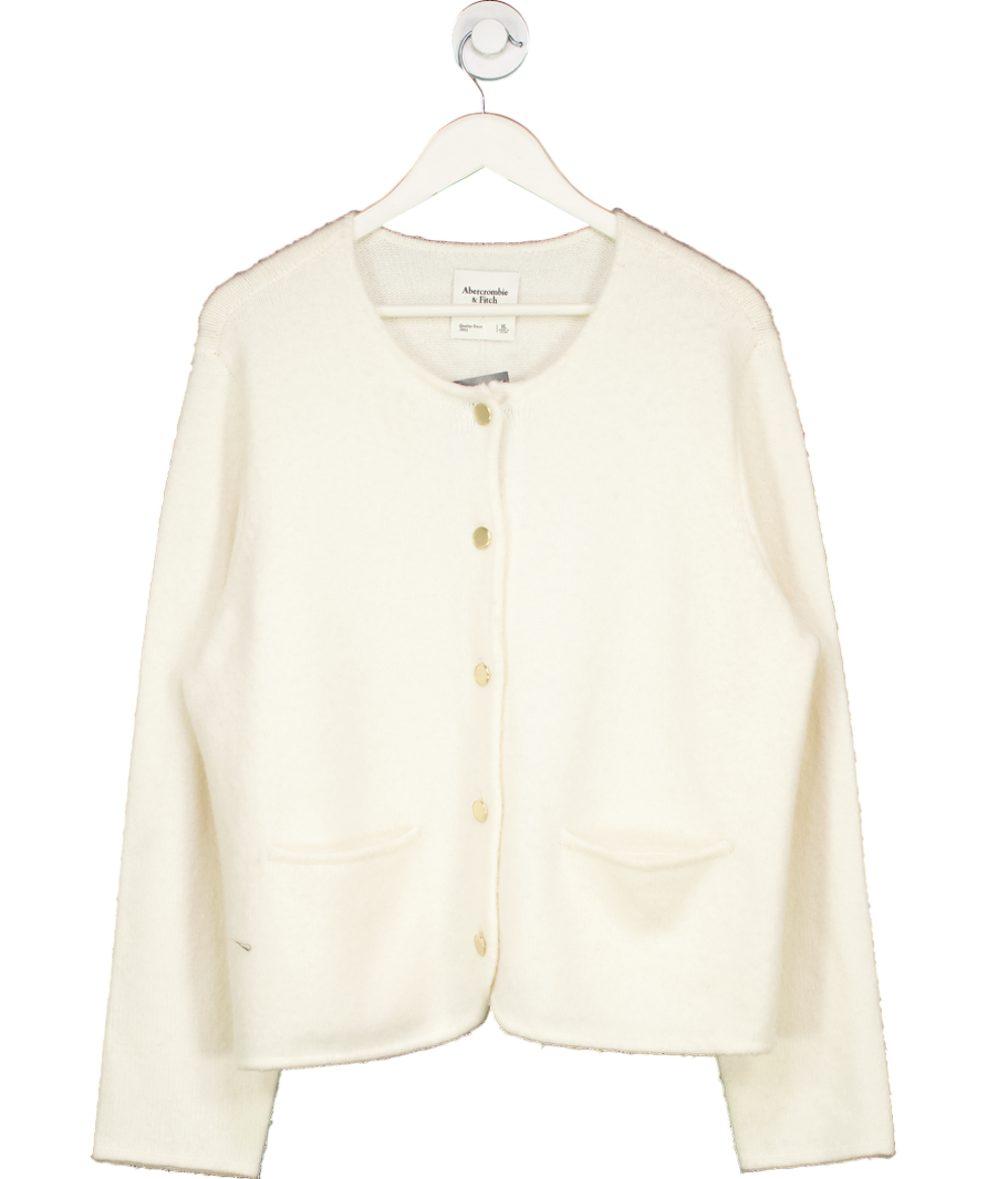 Abercrombie & Fitch Cream Wool Blend Cardigan With Gold Buttons UK XL
