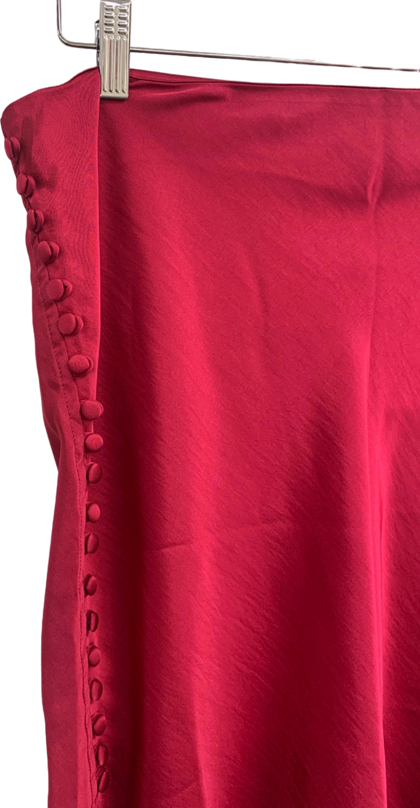 Warehouse Pink Satin Skirt With Buttons UK 14