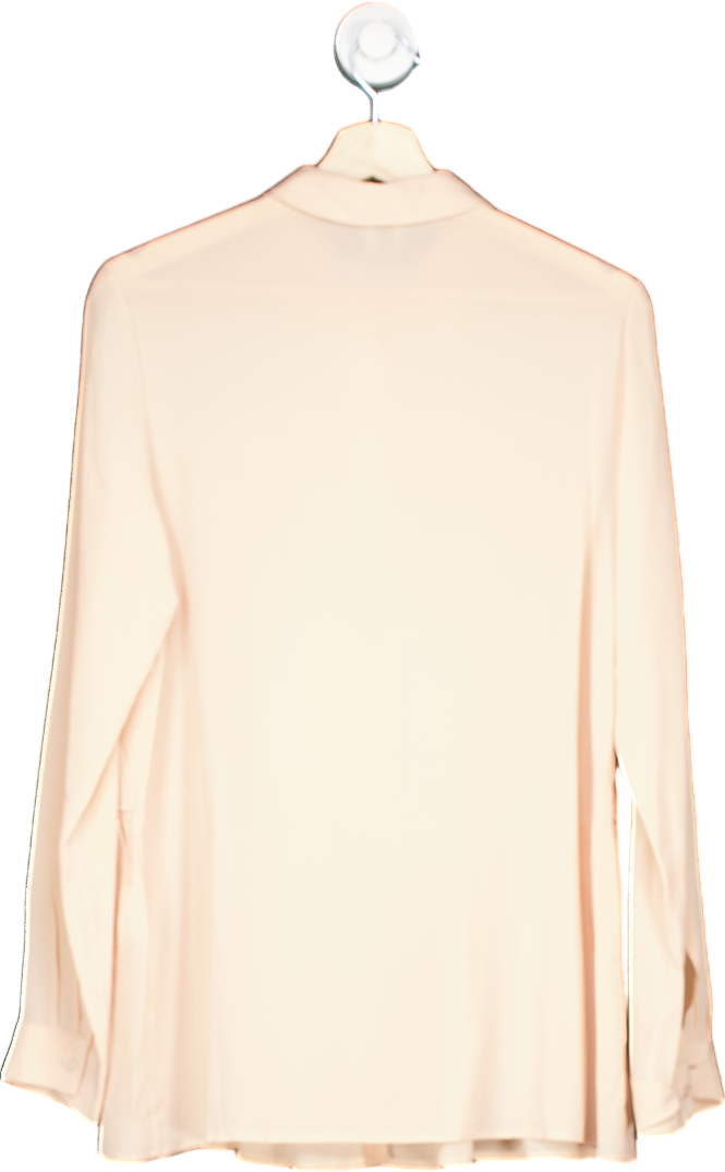 Iris & Ink Beige Silk Long Sleeve Blouse UK 10