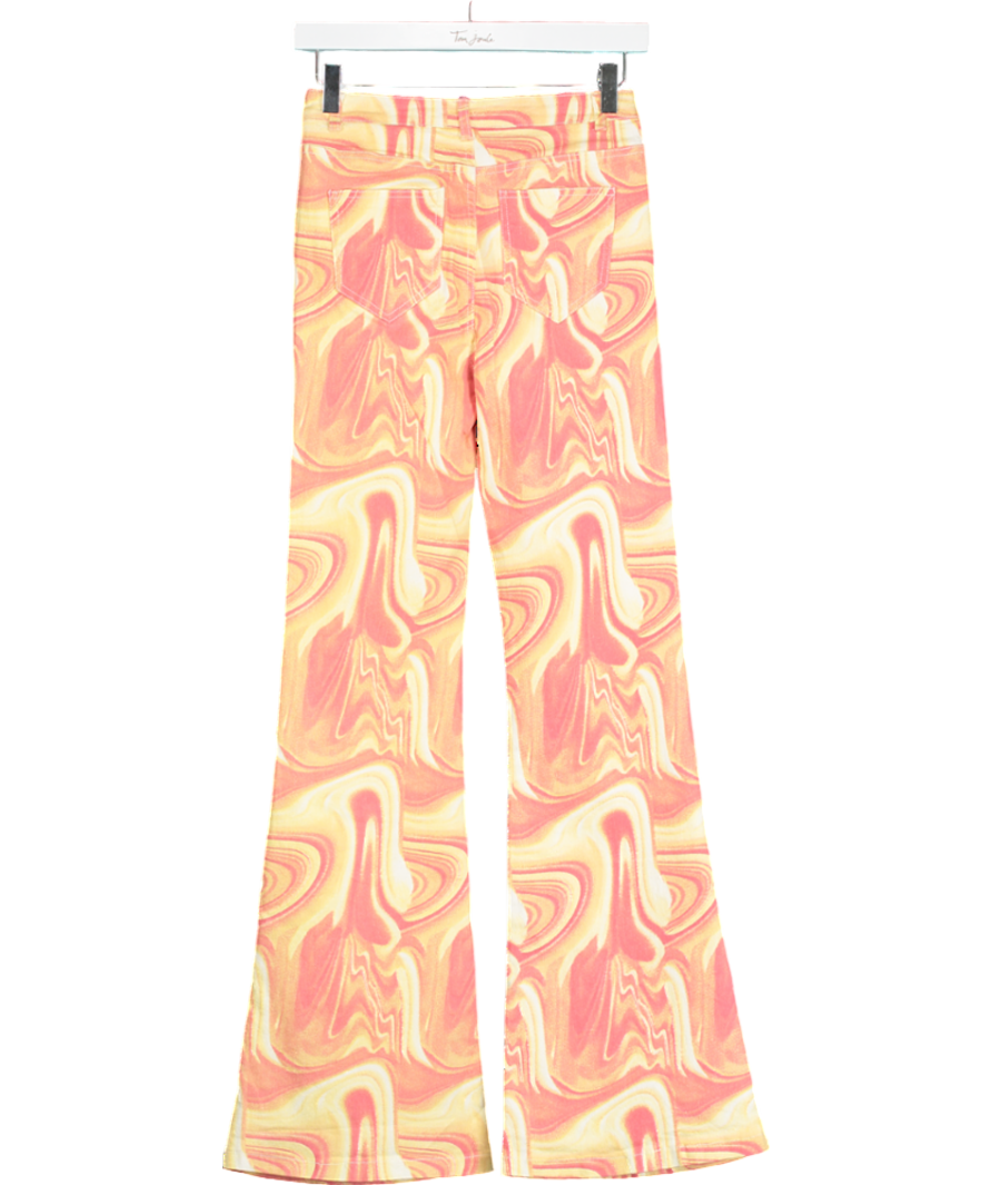 Edikted Orange Wavy Bootcut Jeans UK S