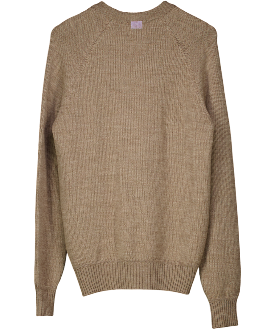 Sheep Inc Ltd Beige 100% Finest Merino Wool Crew Neck Jumper UK M
