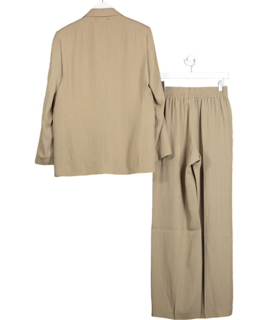 Golden Goose Beige Single Breasted Pinstriped Jacket And Trousers Suit UK XS