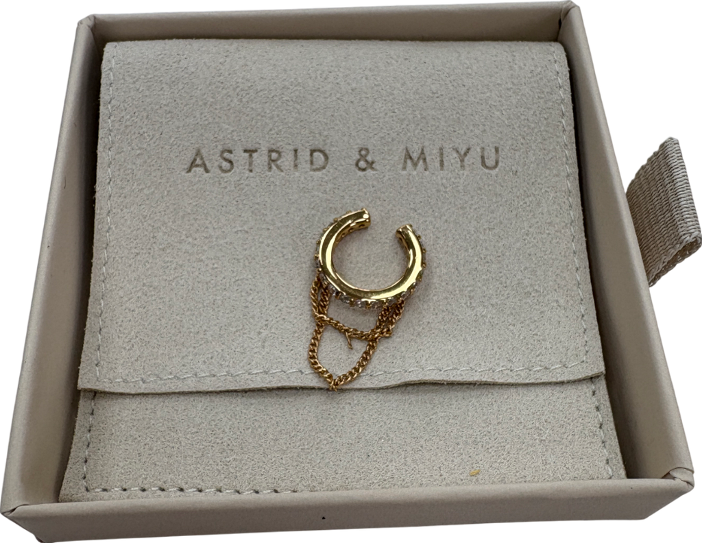 Astrid & Miyu Crystal Chain Drape Ear Cuff In Sterling Silver 18kt Gold Plate