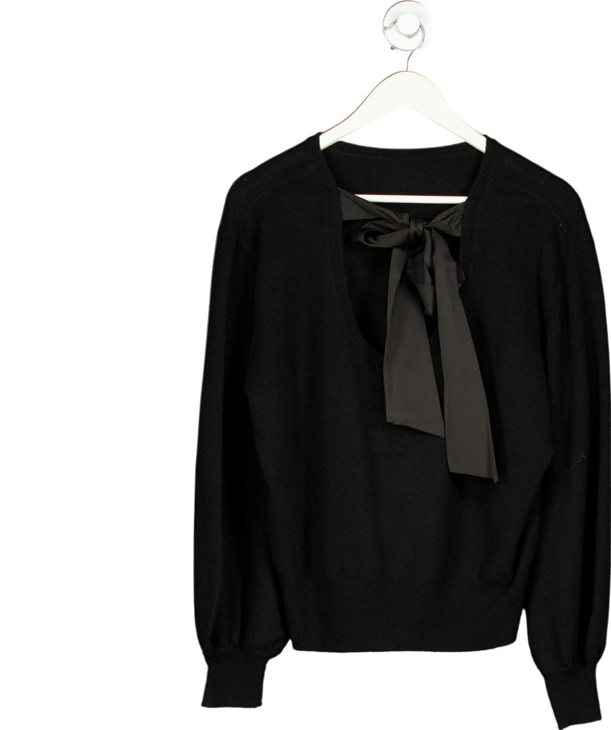 Sinead Keary Black "the Lily" - Cashmere Bow Back Sweater UK M