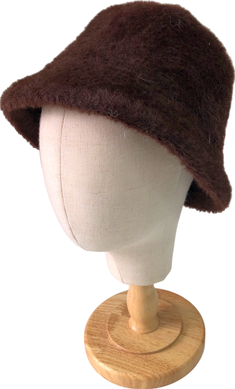 Primark Brown Fluffy Bucket Hat One Size