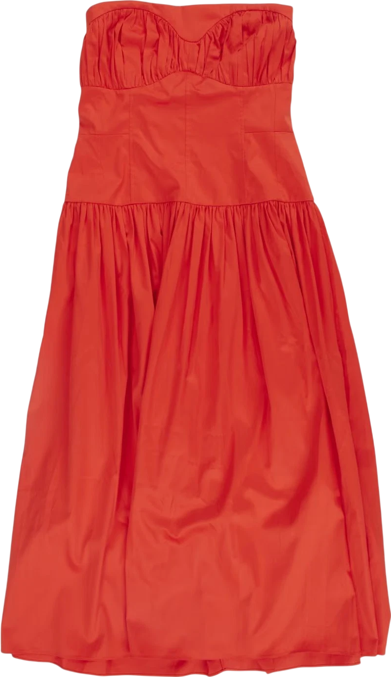 TOVE Red Gathered Stretch Midi Dress Fr40 UK 12