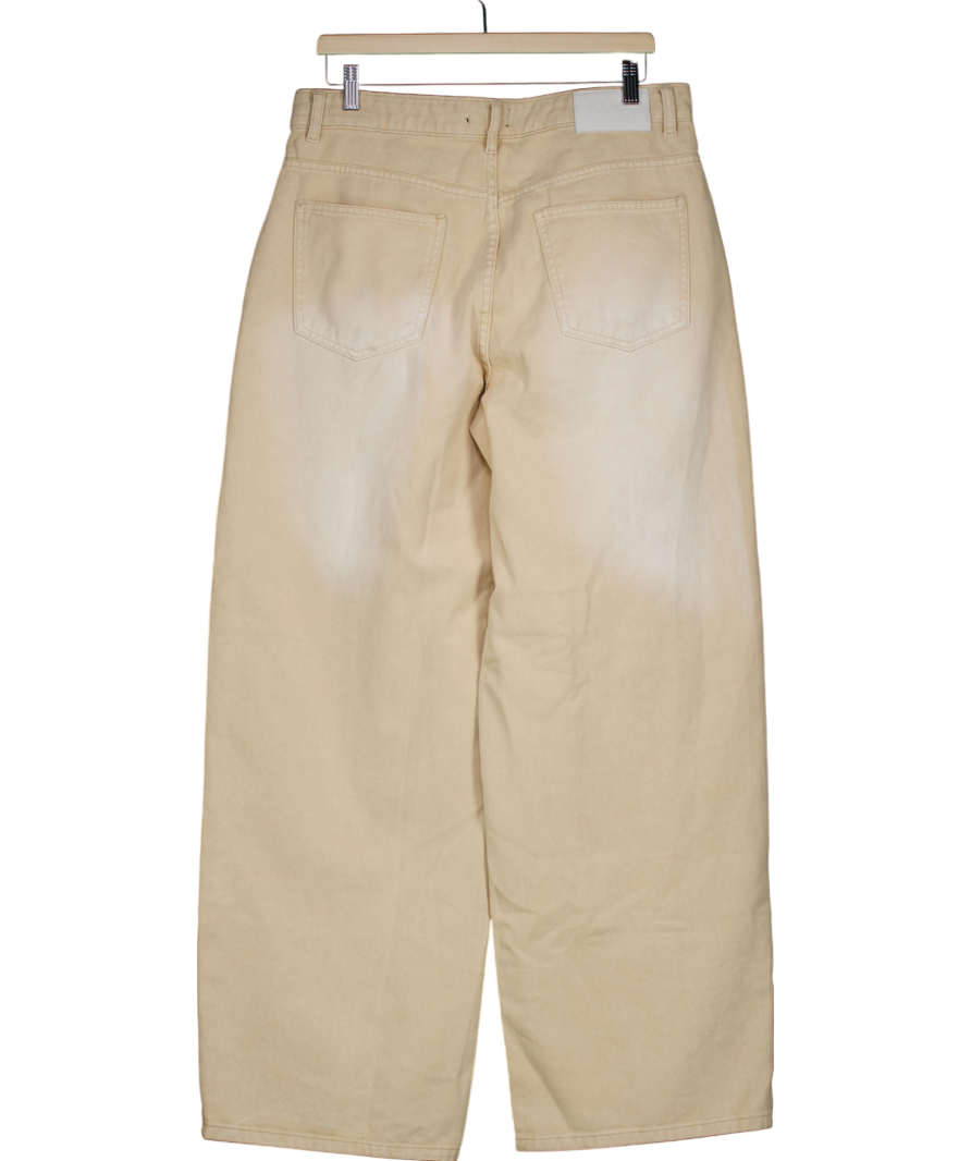 boohooMan Beige Tall Washed Baggy Jeans W34