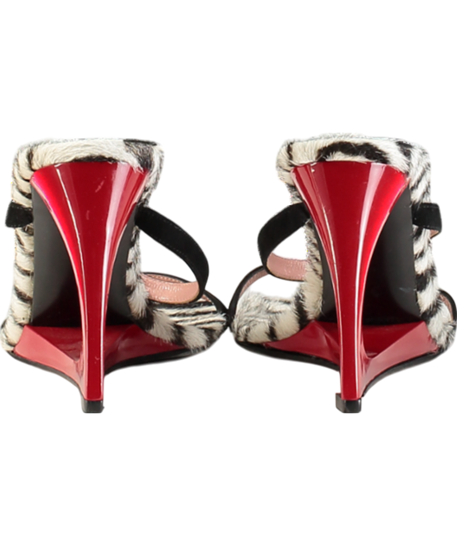 Les Petits Jouer Black Leather /calf Hair Heeled Lola Mules UK 8 EU 41 👠