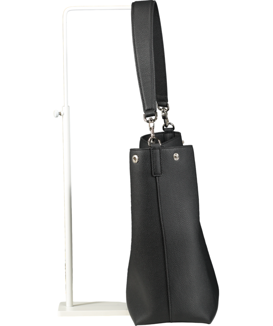 Longchamp Le Roseau Leather Shoulder Bag, Black