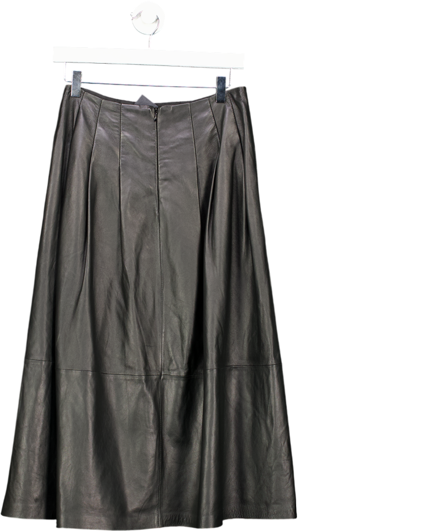 Cefinn Black Real Leather Midi Skirt UK 10