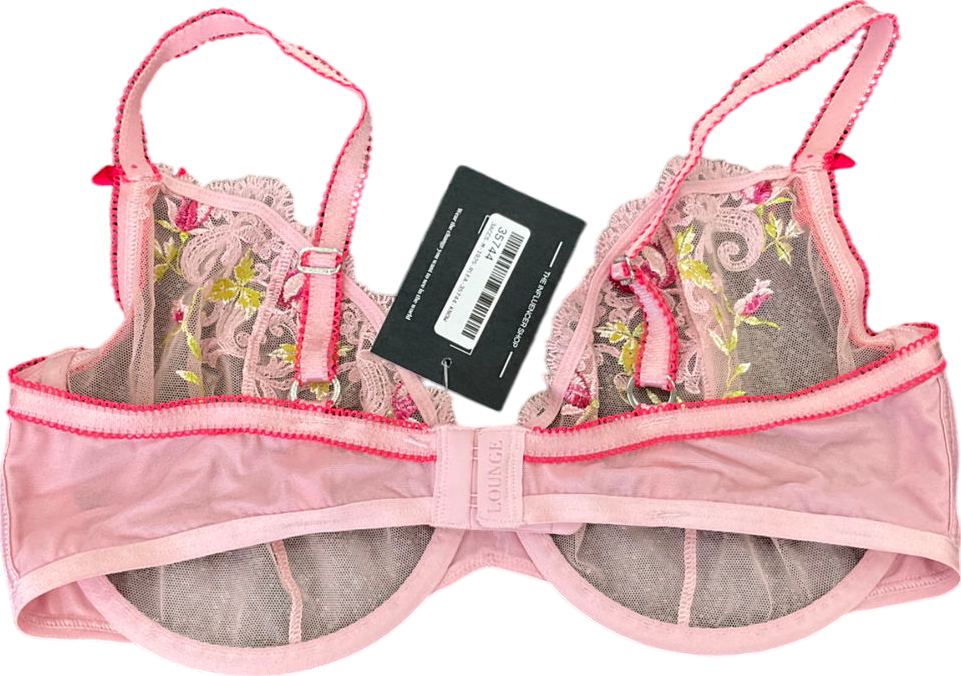 Lounge Underwear Pink Bloom Embroidered Balcony Bra UK 36F