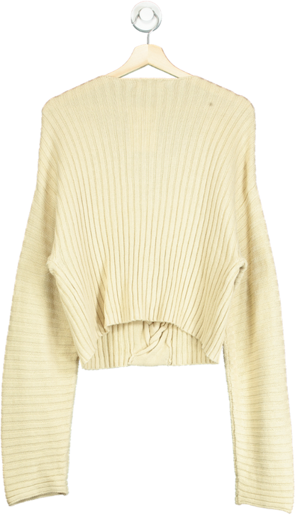 NA-KD Beige Braided Knitted Sweater UK S